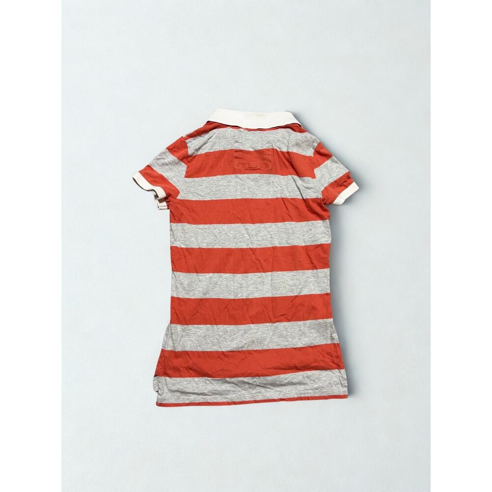 Vtg Y2K Abercrombie & Fitch Heather Grey Orange Striped Fitted Polo Top Size M - Picture 4 of 4